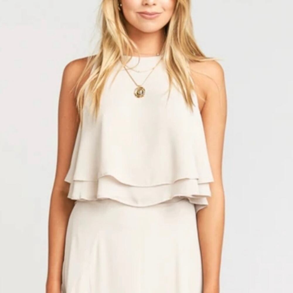 Show Me Your Mumu King Crop Top in Beige, Flounced, Layered Size Medium MSRP $98